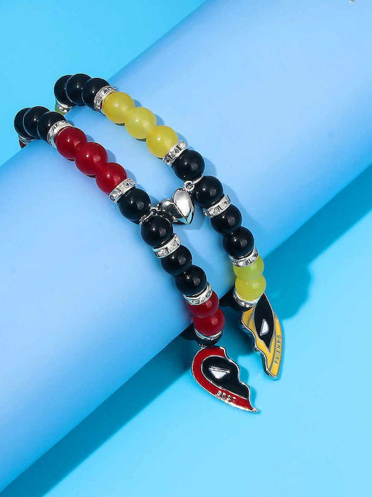Brățară Pentru Prieteni Buni Deadpool Wolverine Set Două Mărgele Roșii Galbene Negre Molfs