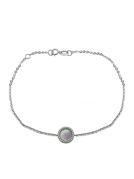 Gold Women's Bracelet Mother of Pearl Zircon Stones Br14 9 Carats