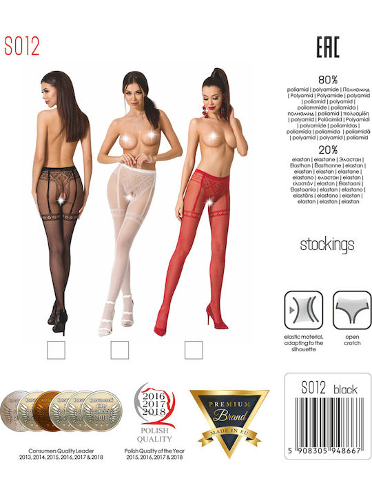 Passion S012 Crotchless Pantyhose Sexy Tights Red
