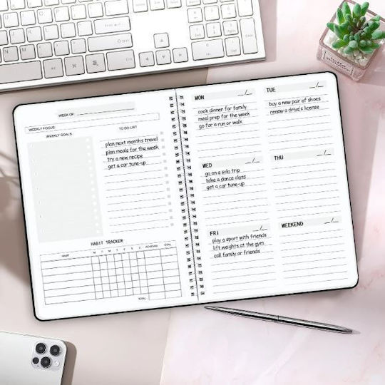 Εβδομαδιαίο Planner Μαύρο Σπιράλ