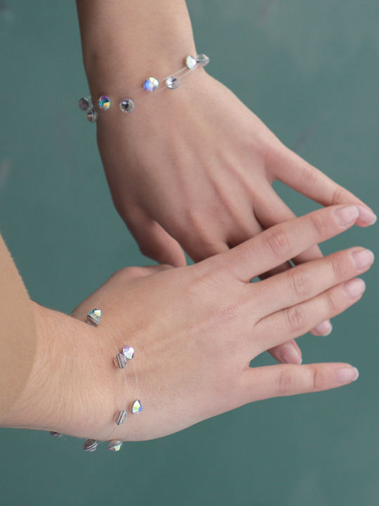 Handmade Silver Cord Bracelet Crystals Crystal
