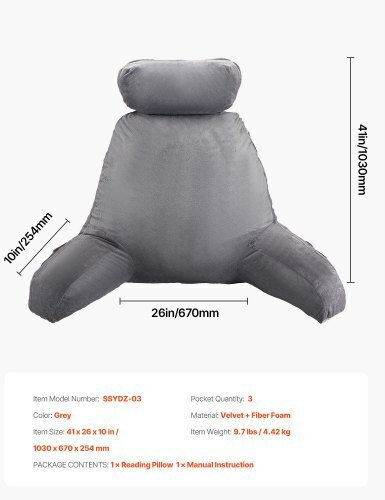 Vevor Velvet Travel Pillow Gray