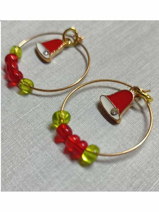 Handmade Gold Plated Metal Hoops Christmas Hat Stripe 4cm Tatu Moyo Earrings