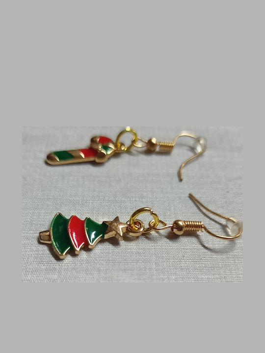 Handmade Gold Plated Metallic Christmas Tree Stick Earrings 4cm Tatu Moyo