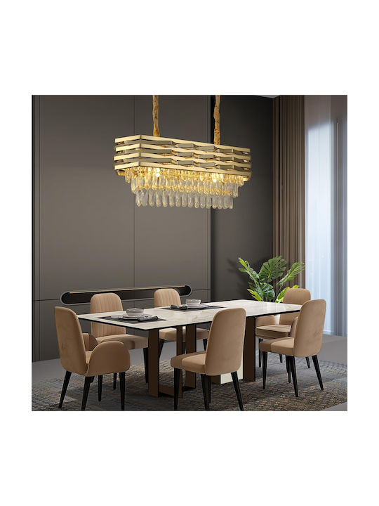 Hanging Crystal Oval Ceiling Chandelier for Indoor Spaces Gold Adjustable Height 80cm