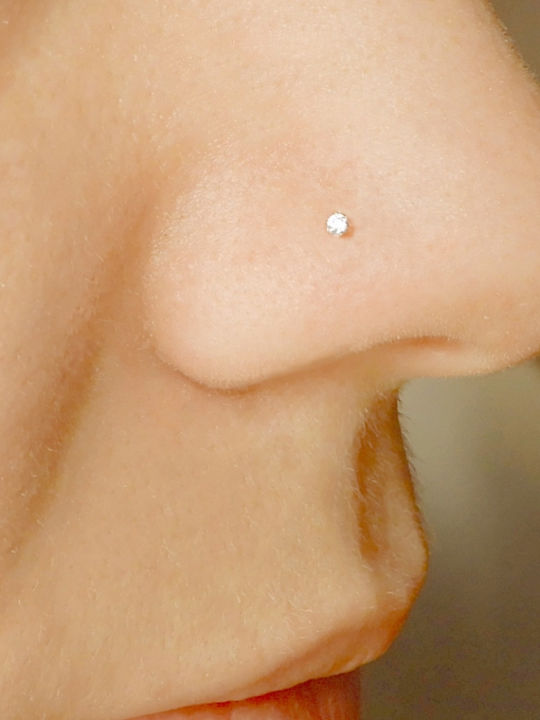 Sofistico Nose Stud in 14K White Gold Brilliant Br-wscdb Transparent