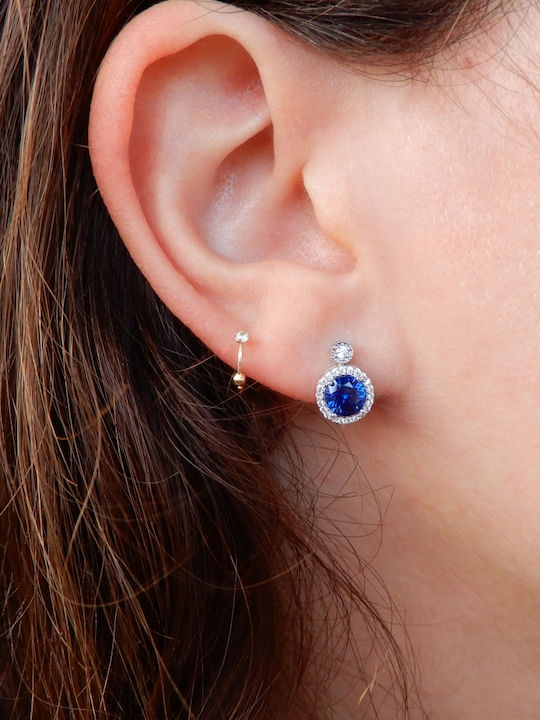 Art D Earrings Rosette White Gold 14K Zircon Ade-380 Transparent White Blue