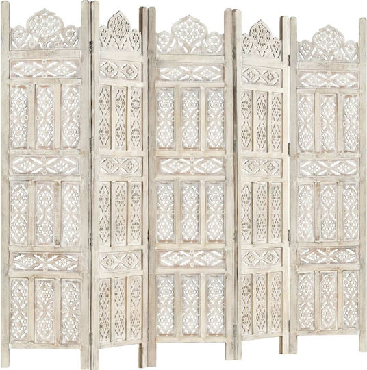 vidaXL Decorativ Paravan Lemn cu 5 Panouri 200x165cm
