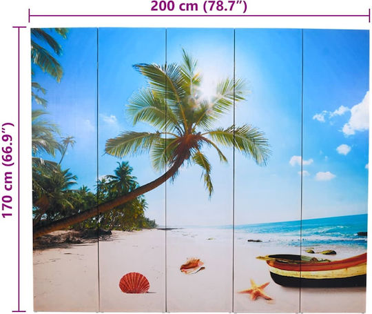 vidaXL Dekorativer Raumteiler aus Leinwand mit 5 Paneelen 200x170cm
