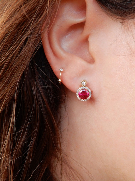 Art D Earrings Rose Gold 14K Zircon Ade-381 Transparent Red White