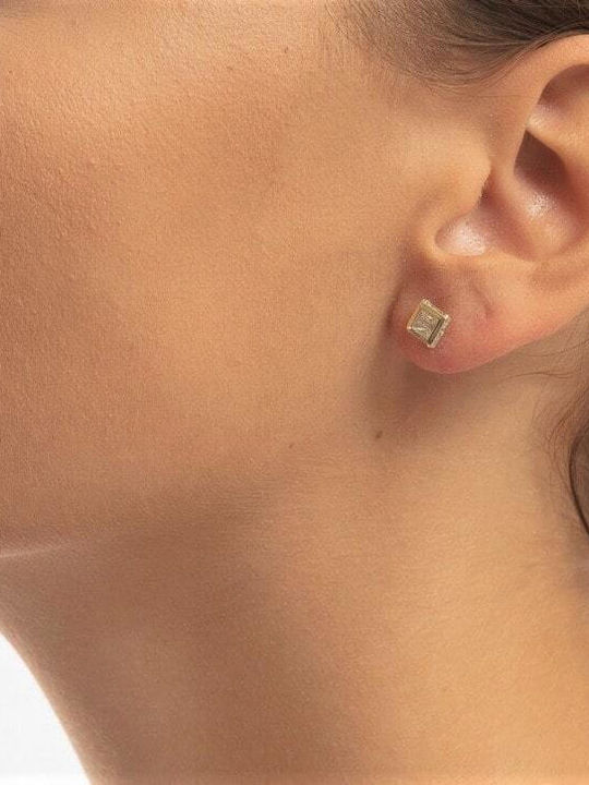 Stud Earrings Yellow Gold 14K Zircon Sk11100320
