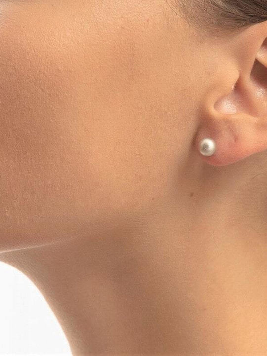 14K White Gold Stud Earrings Bead Zigzag Sk11200324