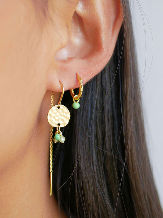 Cercei Cercuri Belle Verde Gri E245gm Placate cu Aur 18k Argint 925 Sterling