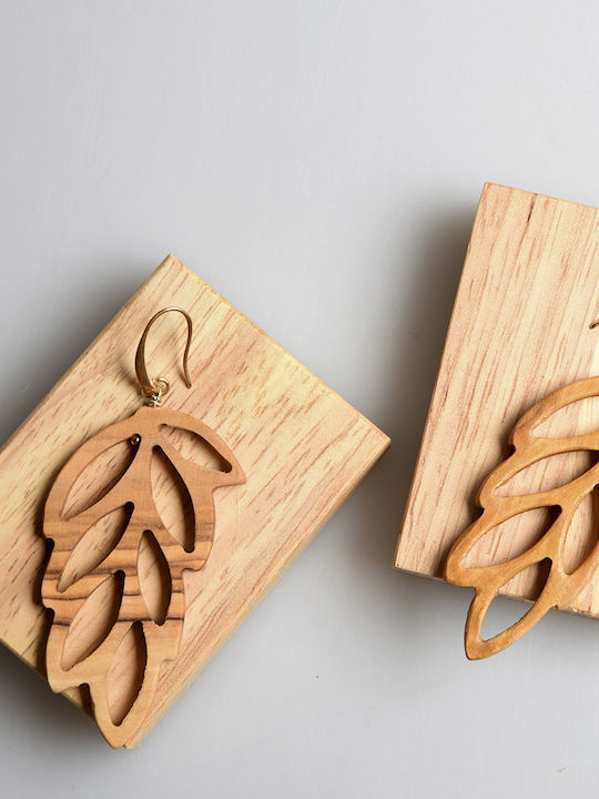 Women's Earrings Natural Olive Wood Apoxylo Wood 708 Olive Leaves