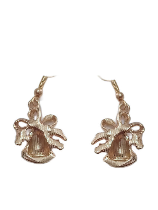Handmade Gold Plated Metal Earrings Christmas Bell 4cm Tatu Moyo