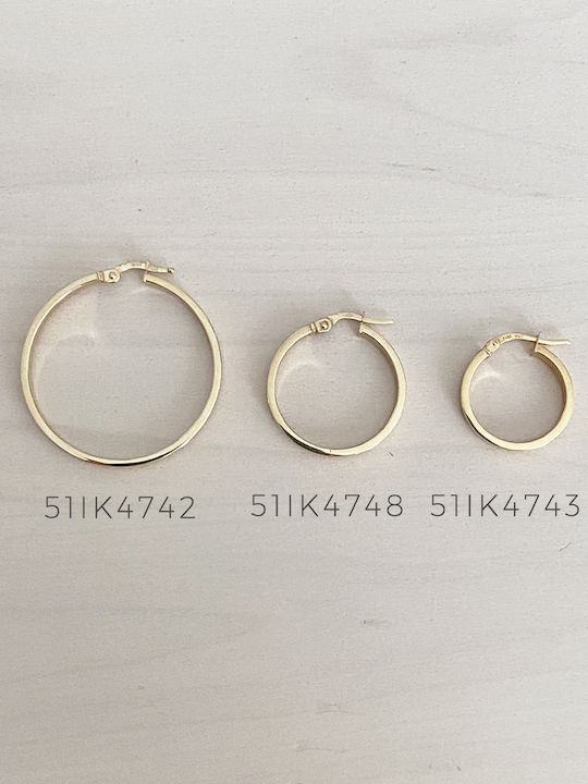 Σκουλαρίκι Χρυσό 14κ Κρίκος Τετράγωνος 3.5cm