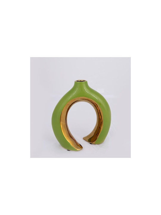 Vază Decorativă Ceramică Verde 16.5x7.2x18.5cm 2buc