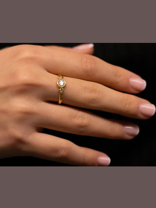 Piercing.gr Γυναικείο Δαχτυλίδι από Ατσάλι Επιχρυσωμένο