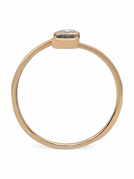 Inel Aur Roz Cu Zircon 14k Dac02098