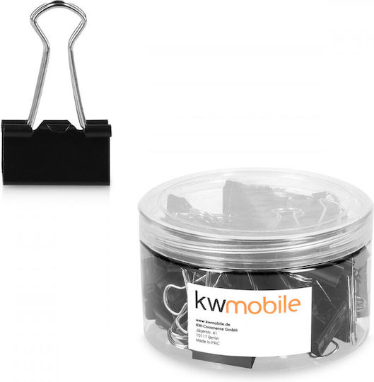 Set 50 Document Clips 25 Mm Kwmobile Black Metal 49442.03