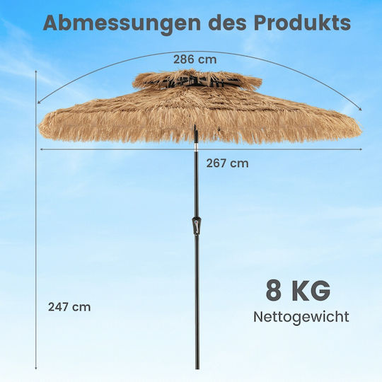 Rundschreiben Aluminium Garten- und Terrassen-Sonnenschirm Beige Φ2.47m