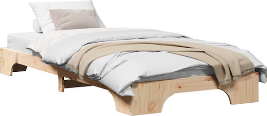 Kinderbett Klassisch Einzeln Beige für Matratze 75x190cm