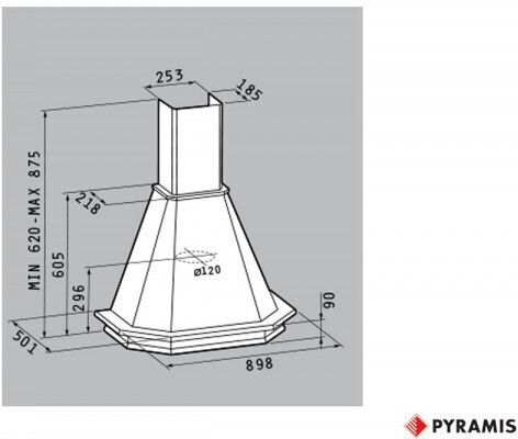 Pyramis Classic Απορροφητήρας Καμινάδα 90cm Λευκός