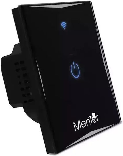 Încastrat Comutator de Perete Wi-Fi Iluminat Sens unic cu Cadru Negru