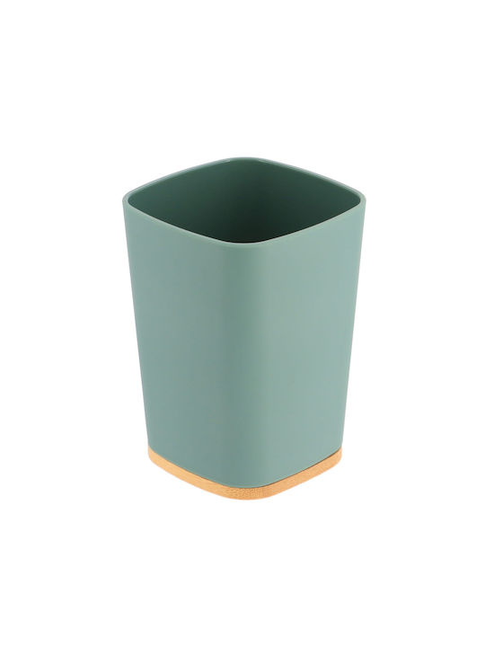 Countertop Bamboo Cup Holder Green Mint with Bamboo Base