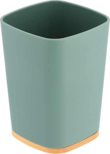 Countertop Bamboo Cup Holder Green Mint with Bamboo Base