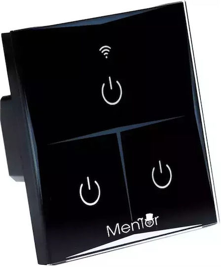 Comutator De Perete Electric Încastrat Tactil Wi-Fi Triplu Cu Ramă Comutator De Perete Electric Negru
