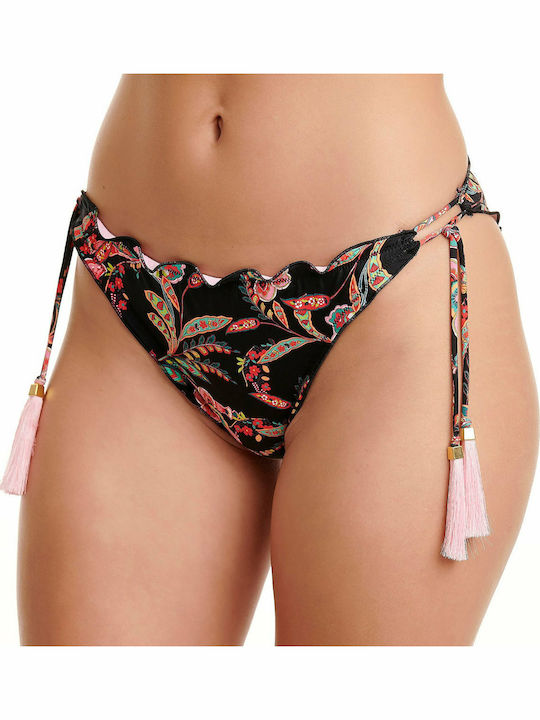 Bikini Slip με Κορδονάκια Μαύρο