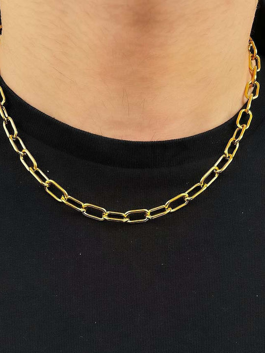 Romeo Chain Gold 7mm Αλυσίδα Λαιμού Ανοξείδωτο Ατσάλι 316l 45 Cm
