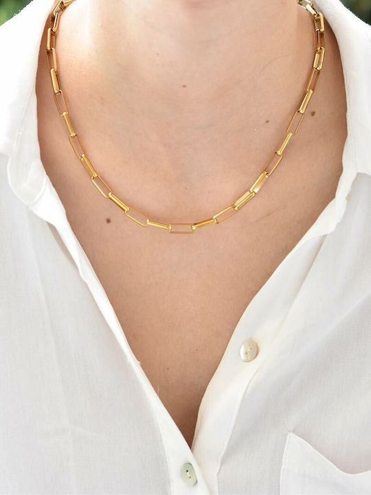 Apoline Kette Gold 5mm Αλυσίδα Λαιμού Ανοξείδiges Stahl 316l 40 Cm