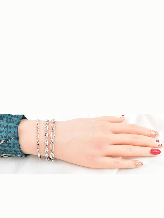 Theta Silver Bracelet 5mm Stainless Steel 316L Bracelet 22-23 Cm
