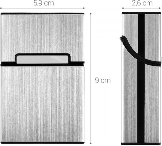 Tabachera Tigari 9 X 5.9 X 2.6 Cm Pachet Tigari Kwmobile Aluminiu Argintiu 44702.35
