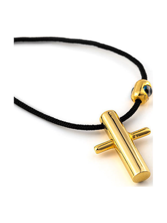 Kette Kordel Kreuz Mataki Silber 925 Vergoldet 80cm X 1mm