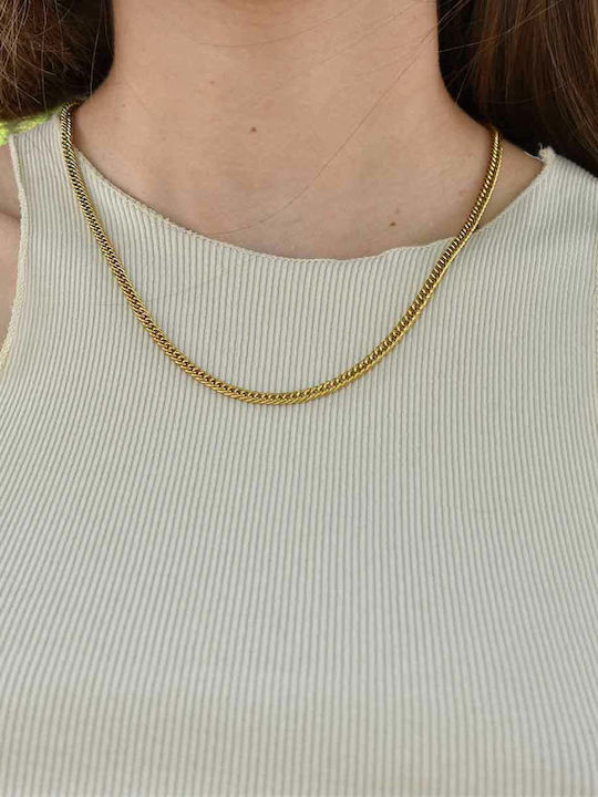 Micron Cubana Chain Gold 4mm Neck Chain Stainless Steel 316L 50 Cm