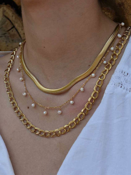Dennis Snake Chain Gold 6mm Ανοξείδωτο Ατσάλι 50 Cm
