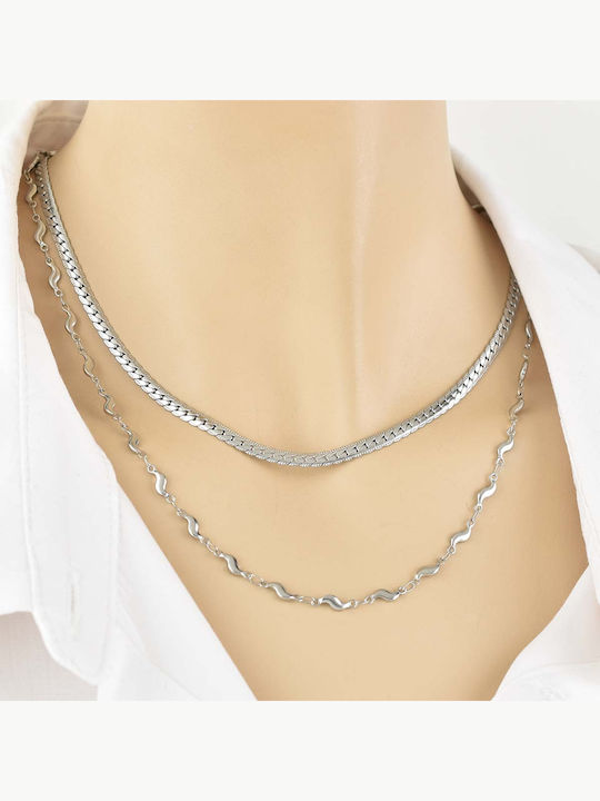 Fior Chain Silver 3mm Αλυσίδα Λαιμού Ανοξείδωτο Ατσάλι 316l 55 Cm