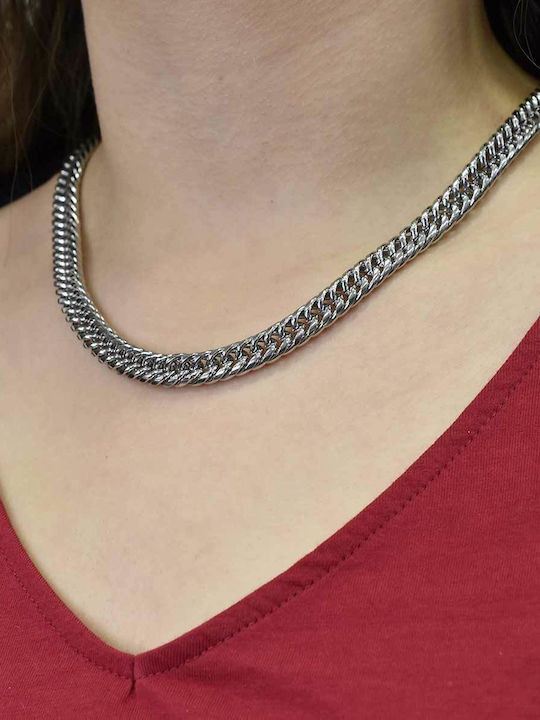 Cubano Chain Silver 9mm Αλυσίδα Λαιμού Ανοξείδωτο Ατσάλι 316l 40 Cm