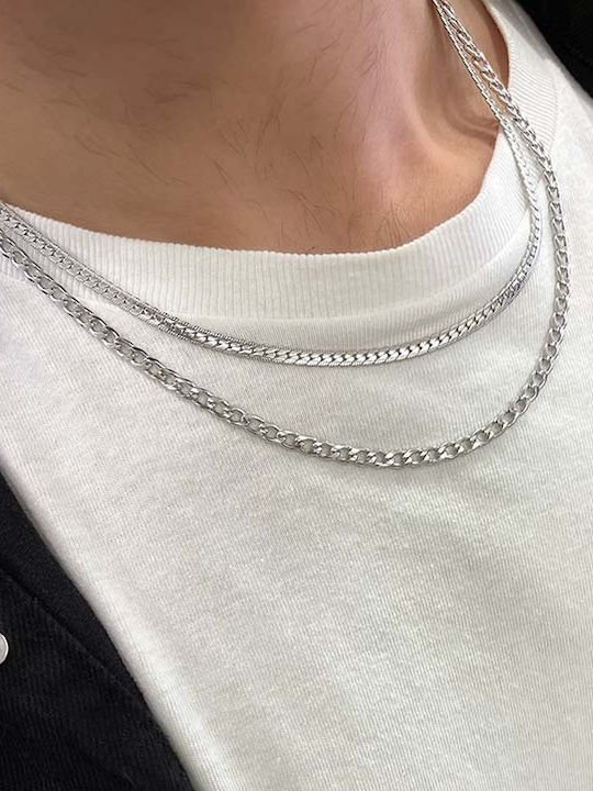 Fior Chain Silver 3mm Αλυσίδα Λαιμού Ανοξείδωτο Ατσάλι 316l 55 Cm