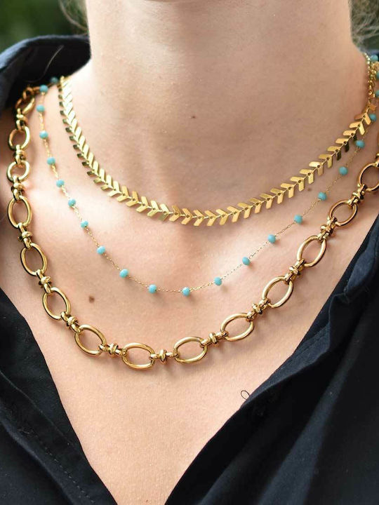 Arrow Chain Gold 6mm Neck Chain Stainless Steel 316L 50 cm