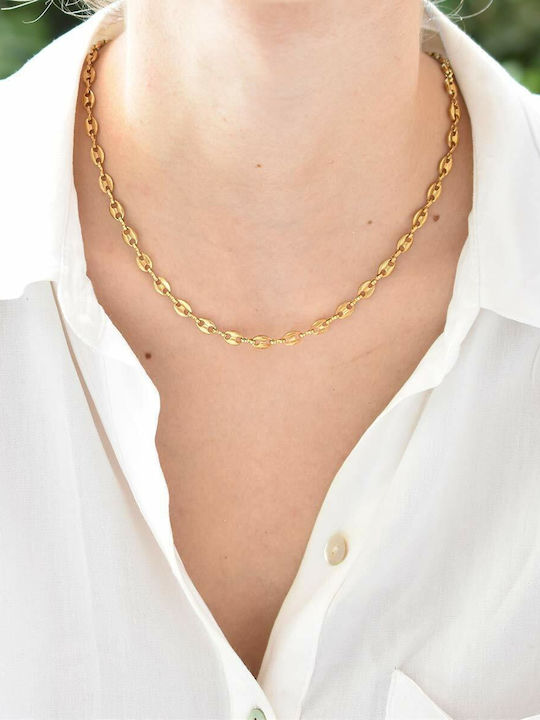 Goldjewels Theta Αλυσίδα Λαιμού Επιχρυσωμένη από Ατσάλι