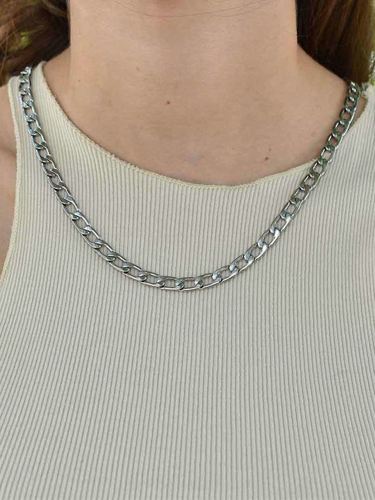 Avalon Chain Silver 7mm Neck Chain Stainless Steel 316L 45 Cm