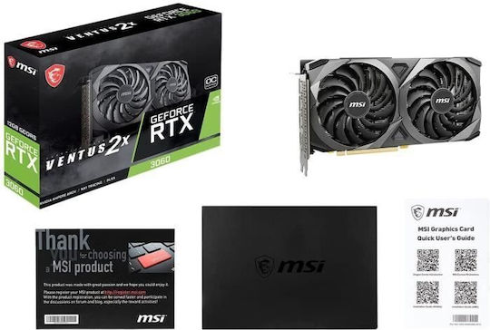MSI GeForce RTX 3060 12GB GDDR6 Ventus 2X OC Κάρτα Γραφικών