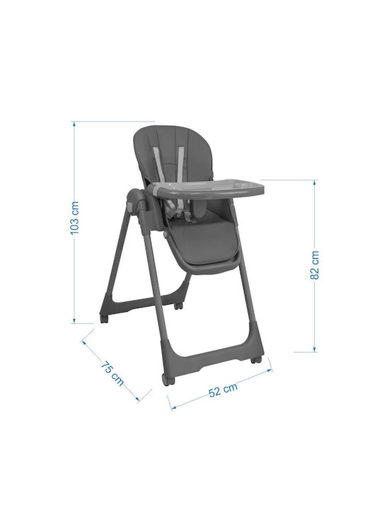 Bebe Stars Milk Foldable Highchair 2 in 1 with Adjustable Height Gray