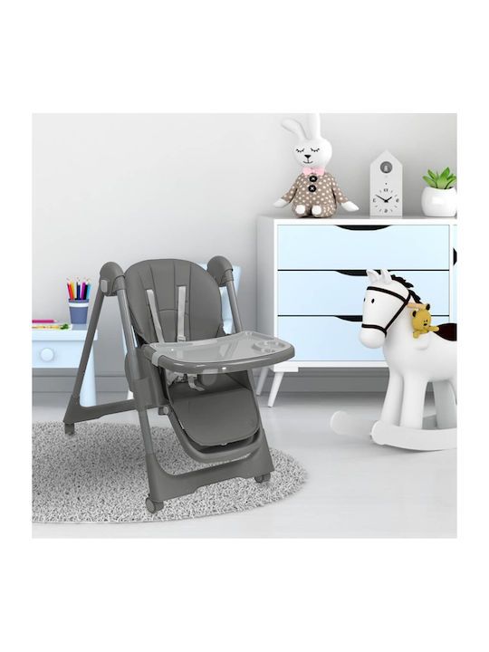 Bebe Stars Milk Foldable Highchair 2 in 1 with Adjustable Height Gray