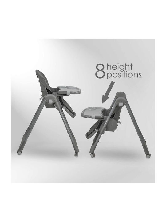 Bebe Stars Milk Foldable Highchair 2 in 1 with Adjustable Height Gray