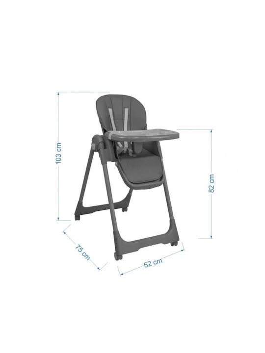 Bebe Stars Milk Foldable Highchair 2 in 1 with Adjustable Height Gray